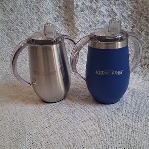 Rural King Sippy Cups Silver + Blue